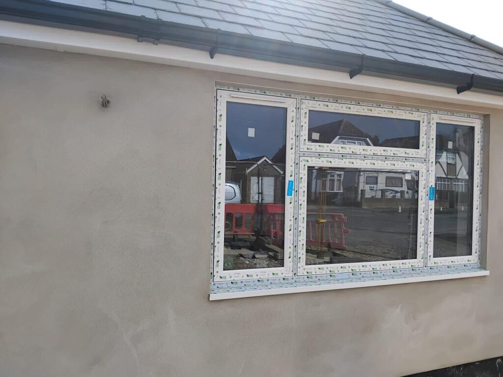 House window outside plastering done